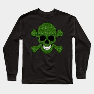 Faux Green Glitter Skull And Crossbones Long Sleeve T-Shirt